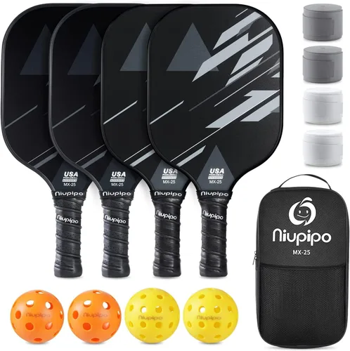 Vista 15 de niupipo Pickleball Paddles Set of 2 or 4, USAPA Approved Fiberglass Pickleball Paddle Set with Balls and Bag, Polypropylene Honeycomb Core
