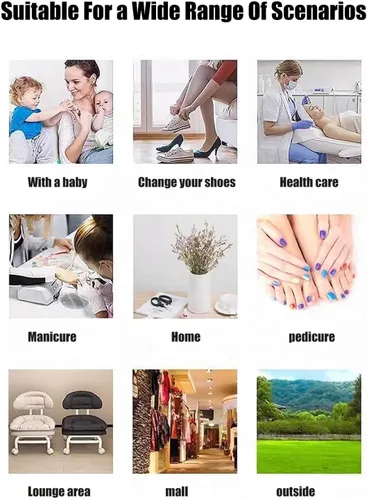 Vista 7 de Taburete rodante con respaldo Silla enrollable Taburetes rodantes resistentes con ruedas para oficina en casa, garaje, mecánico, suelo, taller