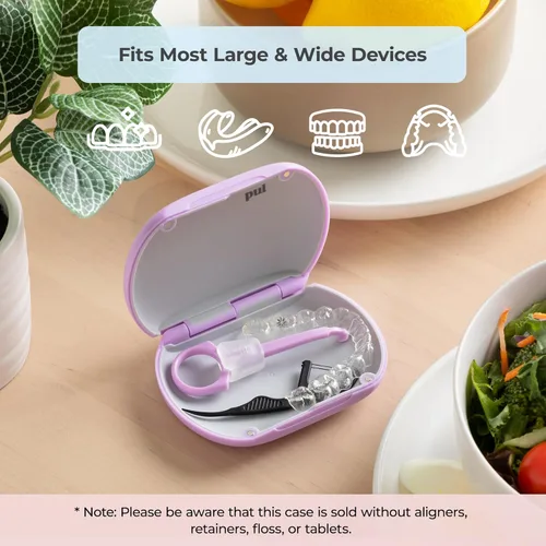 Vista 3 de Funda de retención PUL para alineadores Invisalign y Clear - Funda de alineador con cierre magnético, protector bucal y compatible con dentaduras