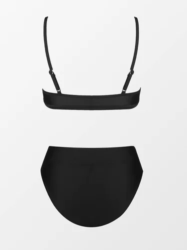 Vista 6 de CUPSHE Conjunto de bikini para mujer, traje de baño de dos piezas, cintura alta, cuello redondo, corte en V
