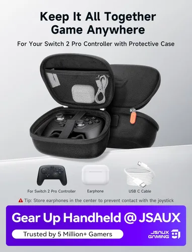 Vista 2 de JSAUX Carry Case for Nintendo Switch 2 Pro Controller, Travel Protective Case All-around Protection Portable Carrying Bag -Black