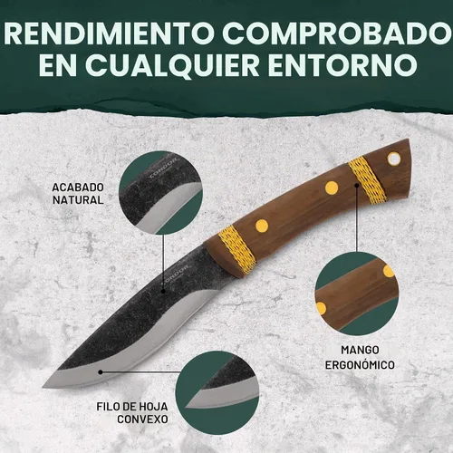 Vista 4 de Condor Tool & Knife - Cuchillo grande Huron Bushcraft - Hoja de acero de alto carbono 1095 - Construcción de espiga completa - Mango ergonómico