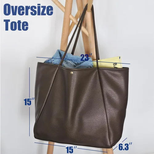 Vista 55 de HOXIS Bolso de mano de cuero PU de gran tamaño para mujer, bolso de fin de semana, bolso de viaje