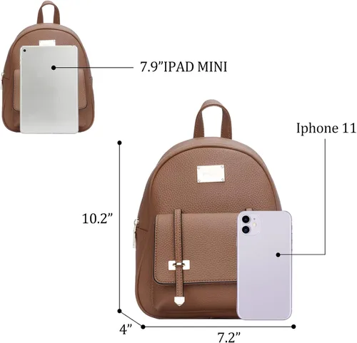 Vista 4 de KKXIU Mochila pequeña para mujer, bolso convertible de cuero para mujer, Mochilas Daypack