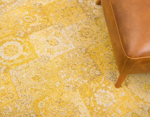 Vista 6 de Unique Loom Penrose Collection - Alfombra de área - Blake (6' 1" redonda, amarillo/beige)