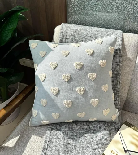 Vista 6 de VAGMINE Funda de almohada de algodón bordada a mano de 18 x 18 pulgadas, cojín decorativo cuadrado blanco roto para sofá, cama y sofá, margarita