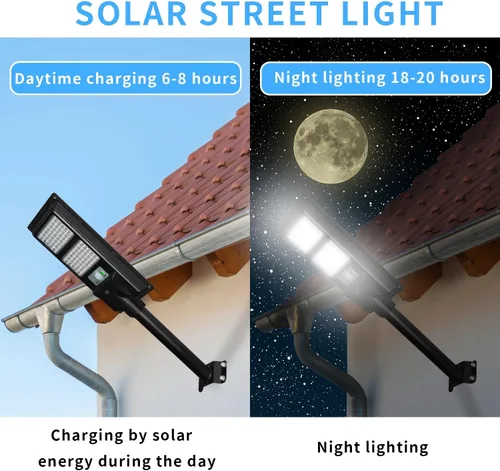 Vista 3 de Luces solares de calle de 30000 lm para exteriores, impermeables, 6000 K, luces de inundación solares con sensor de movimiento y control remoto