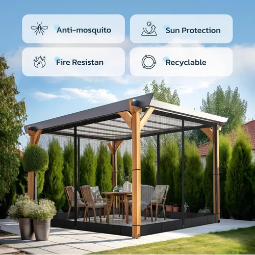 Vista 3 de Red de exterior para patio y jardín, casa de pantalla para camping y terraza, paredes de red de 4 paneles, sala de pantalla con paredes laterales