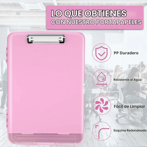 Vista 4 de Sooez - Sujetapapeles de documentos clínicos con almacenamiento, sujetapapeles de plástico resistente, de alta capacidad, con soporte para bolígrafo