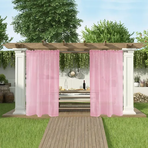 Vista 22 de SpaceDresser Cortinas traslúcidas impermeables para patio y exteriores – 2 paneles de cortina transparente con bolsillo para barra para sala