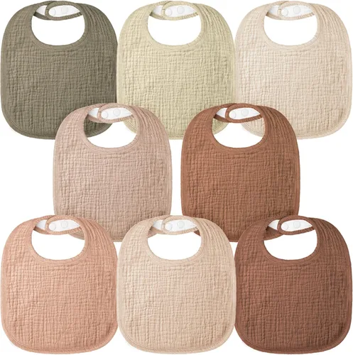 Vista 11 de Bearmoss Baberos para babeo y dentición, baberos de muselina 100% algodón para bebé niño y niña, ajustables, ultra absorbentes, paquete de 8