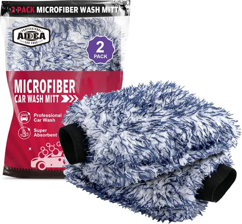 Vista 20 de AIDEA Manopla de Lavado de Coche de Microfibra-2PK, Sin Rayones y Sin Pelusas, Manopla de Lavado de Microfibra Chenille Premium-Azul Tamaño Regular