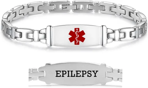 Vista 81 de LinnaLove Lady Medical Alert - Pulseras médicas de acero inoxidable para mujer, 7.5 pulgadas