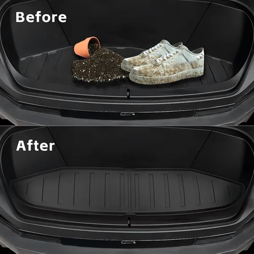 Vista 3 de 3 piezas para Tesla Cybertruck Accesorios de alfombrillas de maletero 2024 2025, a medida, todo tipo de clima, forro de carga TPE, alfombrilla