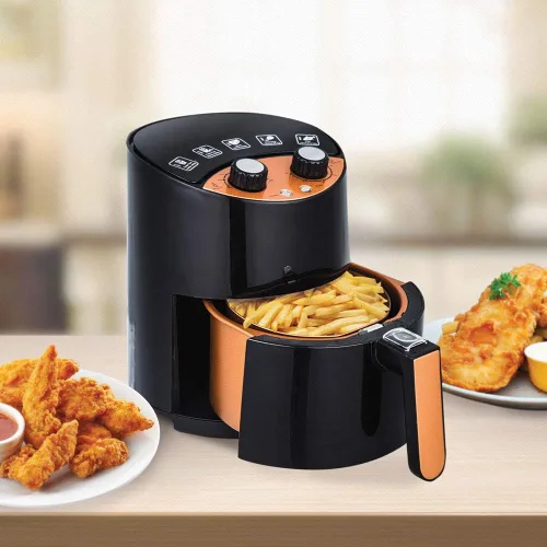 Vista 2 de Copper Chef Freidora de aire de 2 cuartos de galón - Turbo Cyclonic Airfryer con tecnología Rapid Air para menos cocción sin aceite. Incluye libro