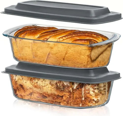 Vista 10 de Razab Molde grande de vidrio para pan de 7.6 tazas/1800 ML/1.9 cuartos con tapas - Molde para pastel de carne sin BPA, tapas herméticas, mango