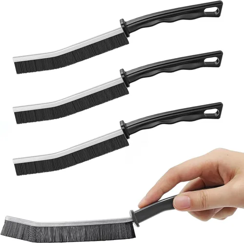 Cepillo limpiador de lechada con mango duro, cerdas rígidas en ángulo para duchas, bañeras, cocinas, multisuperficie, herramienta de limpieza para