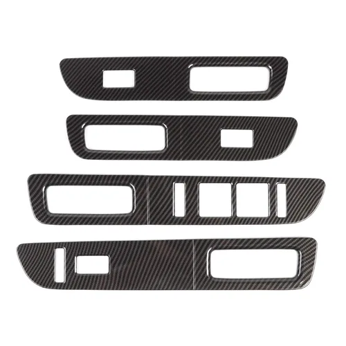 Vista 9 de JeCar Cubierta de panel de interruptor de elevación de ventana de fibra de carbono para Ford F150 Raptor 2009-2014 Accesorios interiores