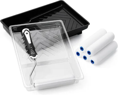 Bates - Kit de rodillos de pintura, 9 piezas, bandeja de rodillo de espuma de 6 pulgadas, juego de rodillos de pintura, kit de pintura para pintura