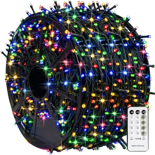 Vista 39 de TW SHINE - Luces de Navidad que cambian de color, 200 luces LED RGB de 66 pies, luces de Halloween para exteriores con control remoto, impermeables