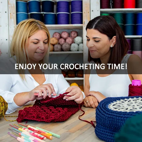 Vista 42 de Coopay Ganchos de ganchillo cálidos para abuela, agujas de ganchillo de agarre suave de aluminio para ganchillo, gancho de tejer para manualidades