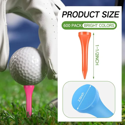 Vista 2 de Mudder Paquete de 600 camisetas de golf de madera a granel de madera multicolor para hombres, accesorios de pelotas