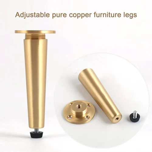 Vista 3 de Patas rectas ajustables de latón puro para muebles, patas de sofá, patas de mesa auxiliar, gabinete de baño, patas de gabinete de TV, 2.4 a 10.8