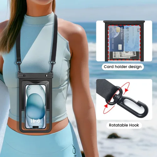 Vista 7 de [Bolsa impermeable para teléfono de hasta 8.5 pulgadas, paquete de 2 fundas impermeables para iPhone 16 15 14 Pro Max Galaxy S25 S24 Ultra, bolsa