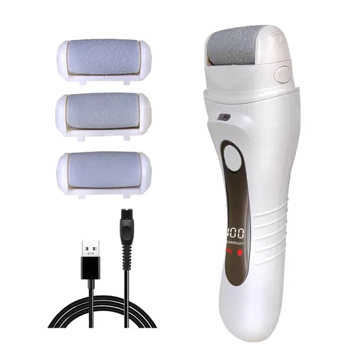 Removedor eléctrico de callos para pies, elegible por la FSA, limas eléctricas portátiles recargables con 3 cabezales, kit de pedicura para piel