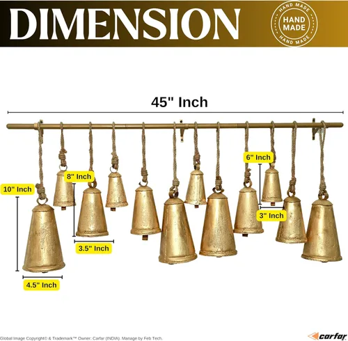 Vista 2 de Shabby Chic - Juego de 3 campanas de cono de estilo rústico campestre hechas a mano de metal Harmony Navidad colgantes decorativas