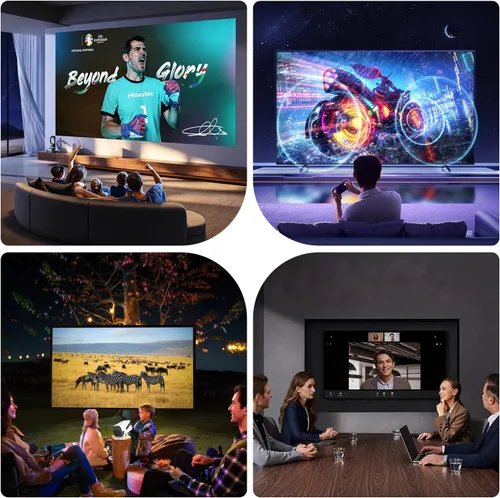 Vista 6 de Mini proyector 1080P, soporte giratorio de 270°, HDMI/USB Plug & Play, proyector de película portátil al aire libre para TV Stick