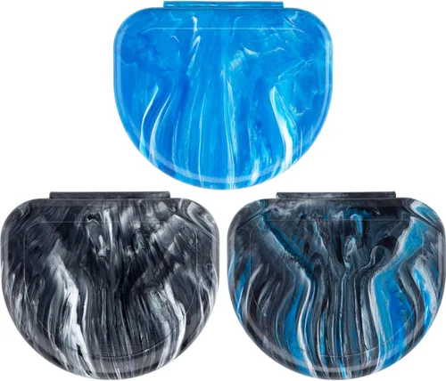 Vista 6 de Estuches de retención de ortodoncia de mármol Practicon, estuche alineador ortodóntico, soporte para protector bucal (paquete de 3) (Medianoche)