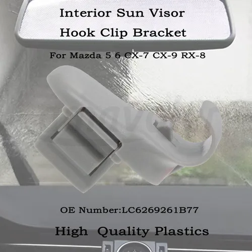 Vista 3 de 2 PCS LC6269261B77 Soporte de clip de gancho para visera solar interior para Mazda 5 6 CX-7 CX-9 RX-8. OEM: LC6269261B77 (gris)