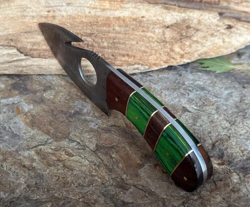 Vista 6 de WINTERFELL Cuchillo de caza con gancho intestinal hecho a mano personalizado con funda de cuero, cuchillo de supervivencia de hoja fija de acero