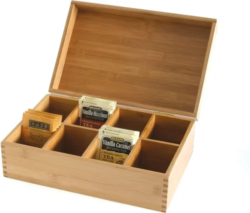 Vista 3 de Lipper International Caja de té de madera de bambú con 8 compartimentos, 12-3/8" x 7-3/8" x 3-3/5