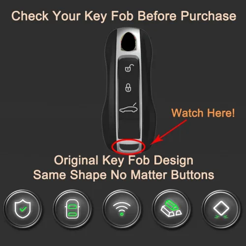 Vista 2 de Alloy Metal Key Fob Cover,Compatible with Porsche Macan Cayenne Panamera 911 Boxster Cayman 718 Negro