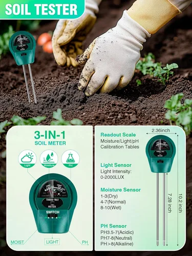 Vista 6 de Bandeja de inicio de semillas con luces de crecimiento y tapete térmico, medidor de suelo 3-en-1, bandeja de cultivo de semillas de 80 celdas