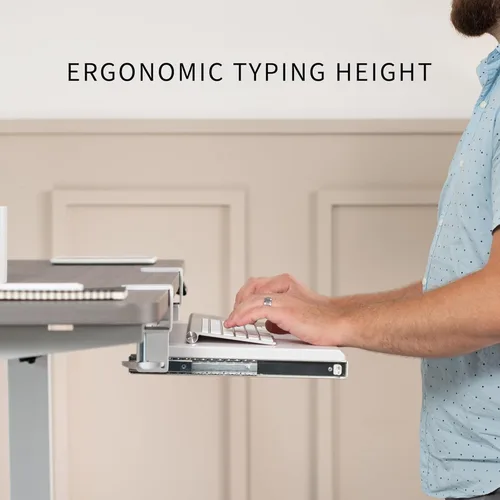 Vista 3 de VIVO Bandeja pequeña para teclado, extraíble debajo del escritorio con sistema de montaje de abrazadera C extra resistente, plataforma deslizante