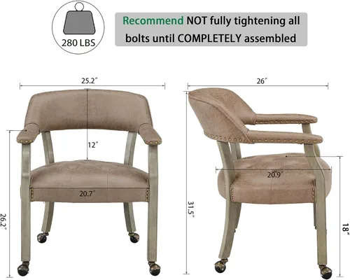 Vista 125 de Silla de comedor con ruedas, sillas de capitán con rodillos, juegos de dinette, sillas de póquer con ruedas, mesa de cocina, sillas rodantes, silla