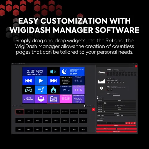 Vista 3 de G.SKILL WigiDash - Panel de Comando para PC, Pantalla Táctil de 7 pulgadas, Hasta 20 (5 x 4) Cuadrícula de Widgets, Teclas de Acceso