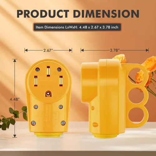 Vista 3 de NEMA 14-50R - Enchufe RV de 50 amperios, enchufe hembra de repuesto resistente de 125/250 V con mango de agarre ergonómico para RV, cámper