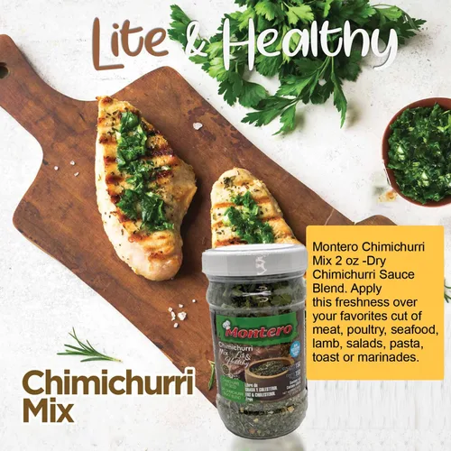 Vista 3 de Montero Chimichurri Mix 2oz - Mezcla de salsa de chimichurri seca - Sin grasa y colesterol - Sin azúcar - Lite y saludable