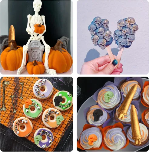 Vista 5 de Moldes de fondant de dedos de Halloween, moldes de chocolate para dedos falsos 3D para manos humanas, dedos, hueso, galletas, decoración