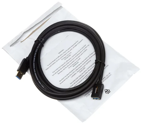 Vista 3 de Amazon Basics Cable de extensión USB-A 3.0, 4.8Gbps de alta velocidad, conectores chapados en oro macho a hembra, 3.3 pies, negro