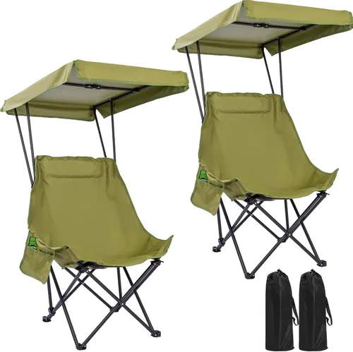 Vista 3 de Compatible for Portable Camping Chair with Shade Canopy, Oversized Lightweight Foldable Chair for Beach & Outdoor Use(Green 1P)