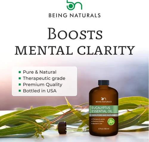 Vista 4 de Aceite esencial de eucalipto - Extra grande 4 onzas líquidas - 100% puro y natural – Aceite natural premium con gotero de vidrio