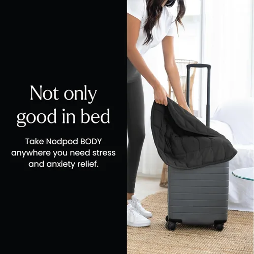 Vista 5 de nodpod Body - Manta compacta patentada de 6.5 libras con peso, perfecta para relajación, dormir y viajar, relleno de cuentas de vidrio, lavable a