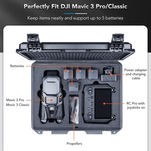 Vista 2 de Lykus Titan M350 - Funda rígida impermeable para DJI Mavic 3 Pro/Classic, RC Pro y DJI RC simultáneamente, compatible con cordón RC [solo funda]