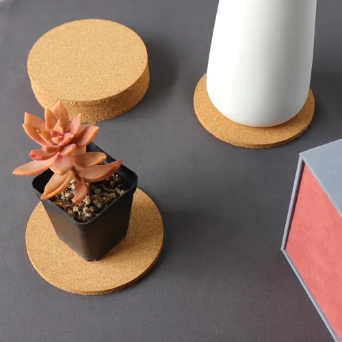 Vista 4 de 3 posavasos de corcho para bebidas, juego de posavasos de 3.9 pulgadas para tazas y plantas