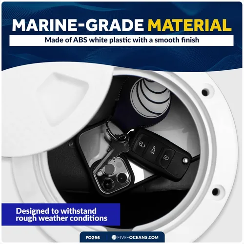 Vista 3 de Five Oceans Escotilla de barco, escotilla marina, escotilla de acceso para barco, escotilla redonda de placa de inspección con cubierta desmontable